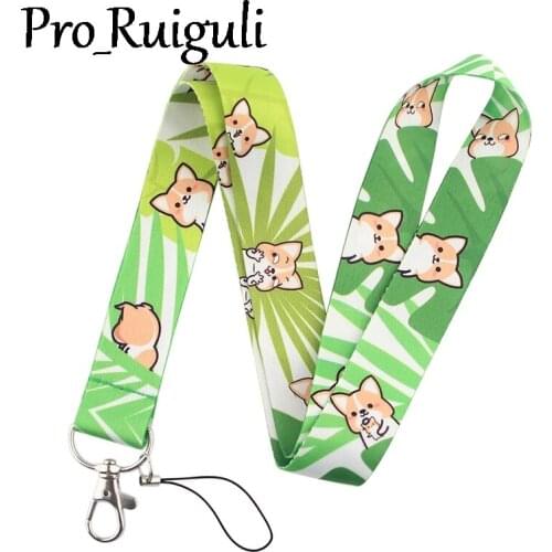 Siberian Husky Corgi Keychain Lanyards Id Badge Holder ID Card Pass Gym Mobile Phone Badge Holder Key Strap webbing ribbon
