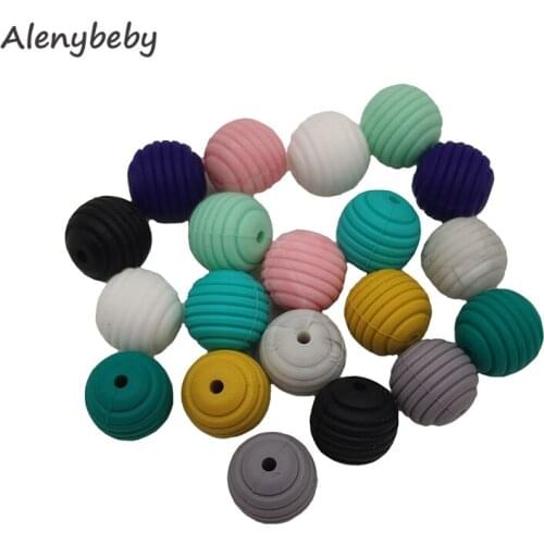 15mm Baby Silicone Screw Thread Beads Teether Food Grade Pearl Spiral Shape Oral Care Beads DIY Silicone Teething Necklace Acces