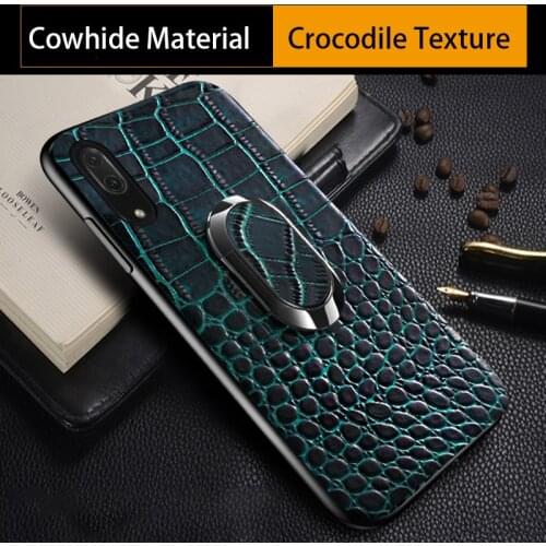 Phone Case For Huawei P30 Honor 8x Note 10 Mate 9 10 Pro P10 P20 Lite Nova 3 Car Holder Magnetic Suction Ring Bracket Crocodile
