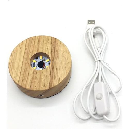 Wooden Night Lamp Base Home Circular Modern Simple Style 85*30mm USB High Quality Lightweight Crystal Ball Lighting Accessories