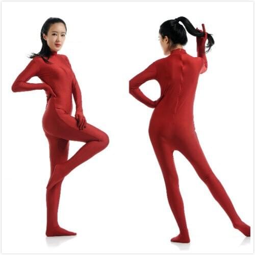 Kid Adult Spandex Zentai Dark Red Skin Tight Jumpsuit Unisex Zentai Bodysuit Costume Dancewear Unitard