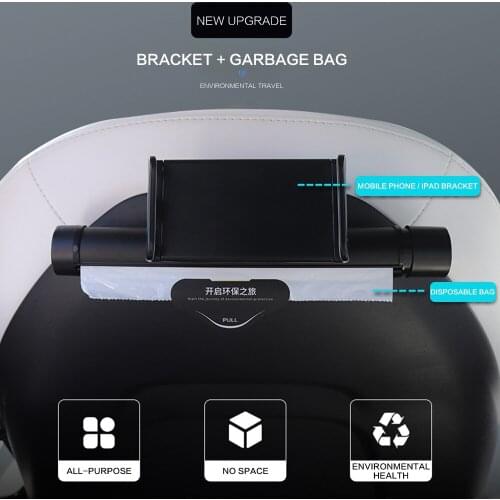 For Tesla Model 3 2019-2021 Car Rear Mobile Phone Holder Garbage Bag Portable Storage Finishing Accessories ABS Nets Universal
