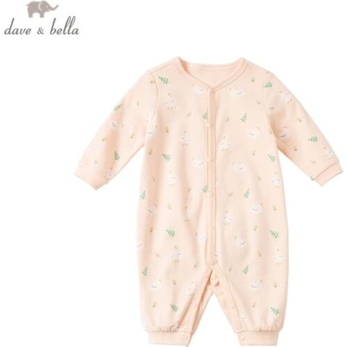 DBX16547 dave bella spring new born baby unisex fashion cartoon print jumpsuits infant toddler clothes children romper 1 piece