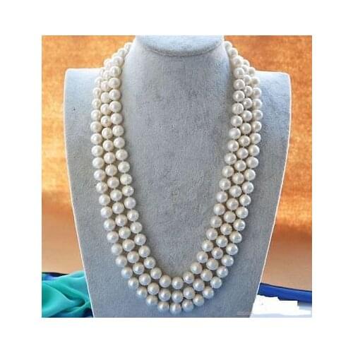 Beautiful NEW ELEGANT 8-9mm WHITE AKOYA PEARL NECKLACE LONG 49 INCHES