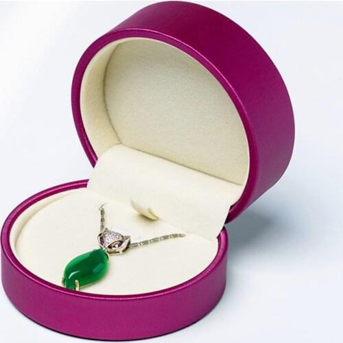 Hot selling semi-circular velvet jewelry box for pendant necklace bracelet set brushed PU leather storage box gift