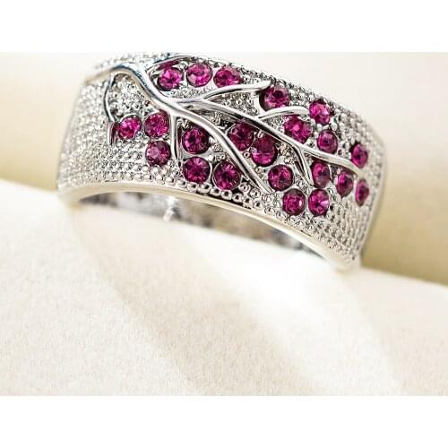 Fashion Shiny Flower Branch Tree Ring of colorful Crystal zircon Rings for Women Unique Glamour wedding party Jewelry Gift