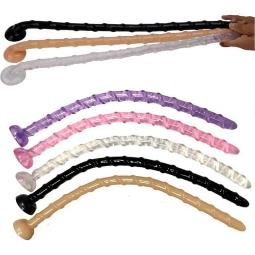 Soft Super Thread Long Anal Plug Suction Cup Prostate Massager Deep Stimulation Anal Pull Beads Butt Plug Adult Male Sex Toys