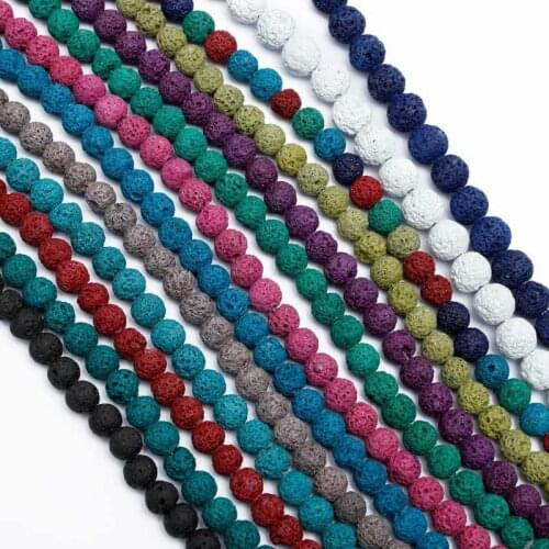 Muti-size & color Natural Round Black Rock Volcanic Lava Stone Beads For Bracelets Necklace jewelry making