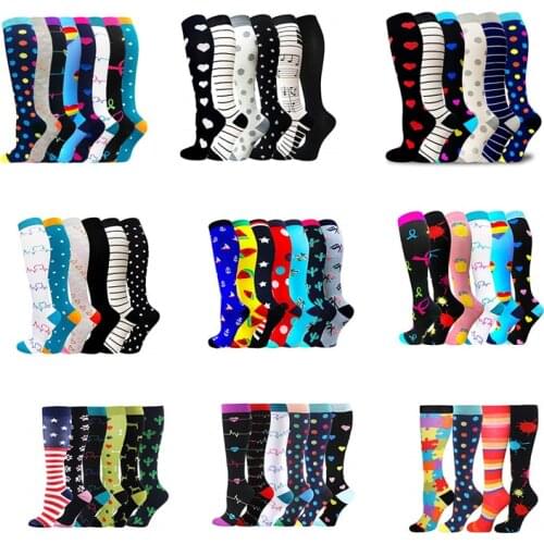 6 Pairs Compression Stocking Men Women Anti Fatigue Pain Relief Sports Socks Running Cycling Edema Diabetes Varicose Veins Socks