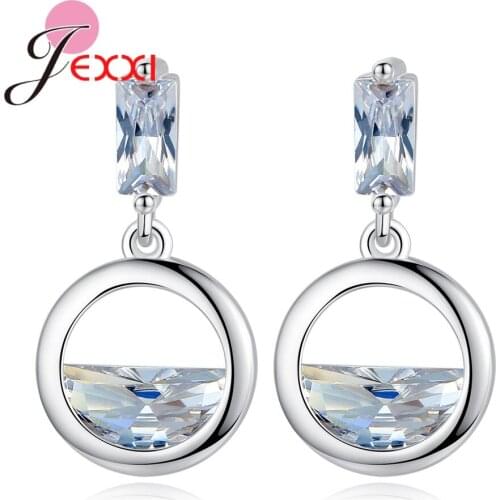 New Collection Spring Water Hollow Circle Cubic Zirconia 925 Sterling Silver Drop Earrings For Woman/Lady Wedding/Engagement