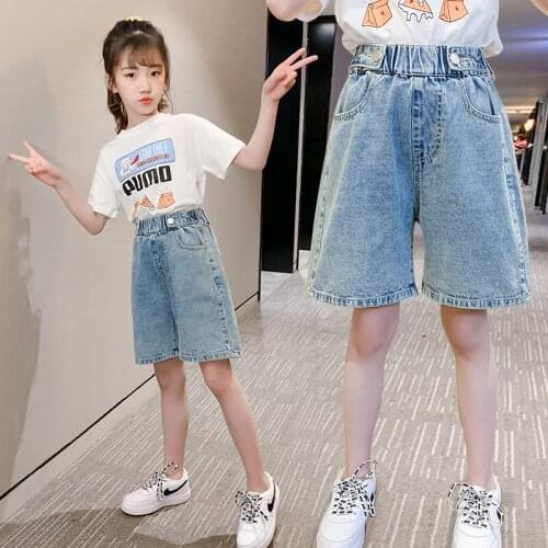 Summer New Childrens Jeans Shorts Girls' Capris Wide Leg Pants Cute Shorts Girls Shorts Kids Clothing
