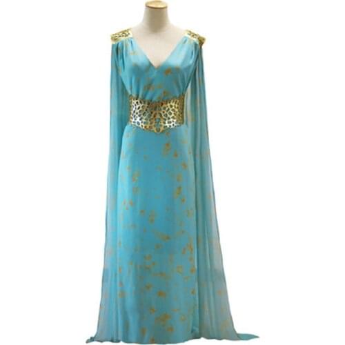 New Daenerys Costume Blue Cosplay Dress Fantasia Dragon Halloween Party Costumes For Women Dress