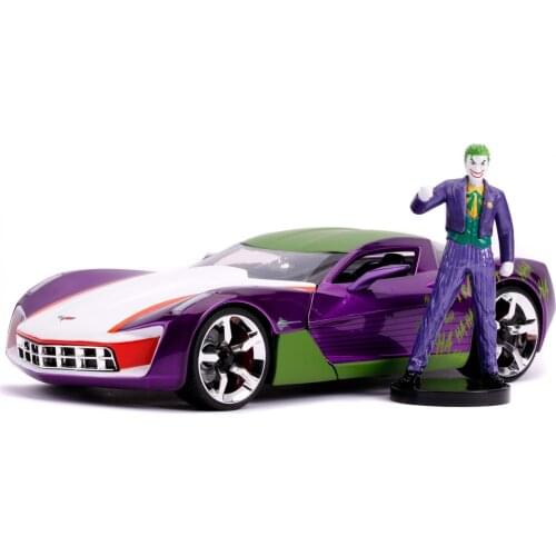 Original Jada 2009 Chevy Corvette Stingray 1:24 Die Cast Joker Figure Batman Figure