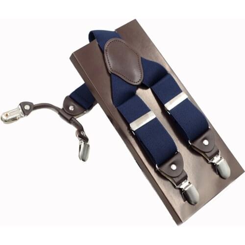 Fashion Man Suspenders New 4 Clips Braces Elastic Adjustable Suspensorio Bretelles Tirantes Casual Trousers ligas with color box