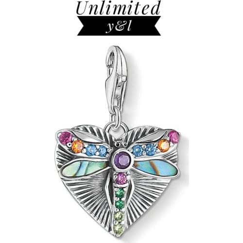 Heart Dragonfly Charm Pendant 925 Sterling Silver Thomas Bracelet Necklace High Qulity Lucky Jewelry Accessories Women Men Gifts