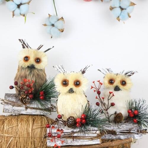 10.6" Nature Animal Owl Festival Decorations Party Christmas Decoration Home Navidad Ornaments 3PCS/lot Handmade Table Craft