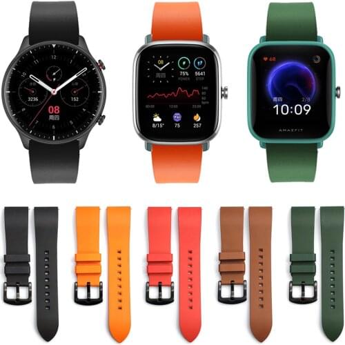 Fluorine Rubber Strap For Huami Amazfit GTR 2 / GTS 2 mini Silicone Band Watchband For Amazfit GTR2 / Stratos 3 / Bip U Bracelet