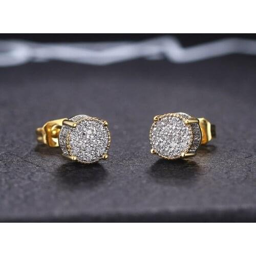 Stud Earrings For Men Women Gold Color Punk Jewelry Iced Out Zircon Rappers Hip Hop Accessories Street Culture Jewellry OHE001