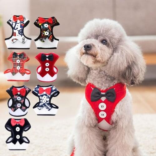 Mesh Small Dog Harness Nylon Breathable Puppy Dog Harness Vest Pet Walking Harnesses Vest and Leash Set For Chihuahua Small Dogs