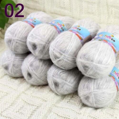 Sale 8SkeinX50gr Luxury Fluffy Soft NEW MOHAIR Shawls Hand Knit Crochet Yarn silver gray 822-02-8
