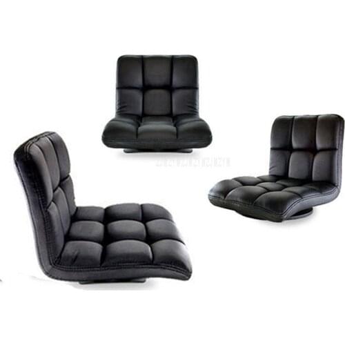 Modern Living Room Chair Floor Soft Seating Backrest Leather 360 Degree Rotating Japanese Style Legless Chair Home Furniture
