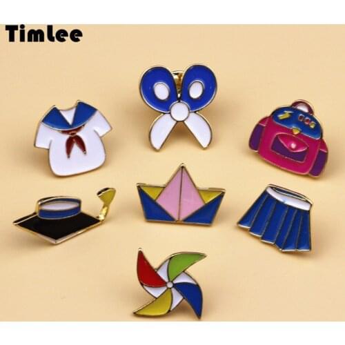 Timlee X208 Free shipping Lovely Bachelors Cap Windmills Boat Scissors Clothes Skirt Bag Alloy Brooch Pins,Fashion Jewelry