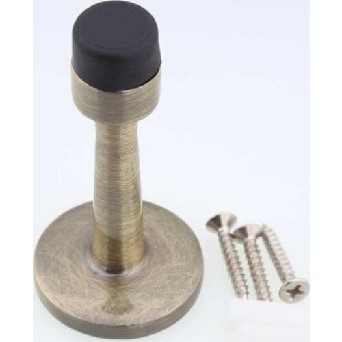 Vintage antique brass zinc alloy door stopper classical door stops simple rubber no magnetism wall door short stops bronze