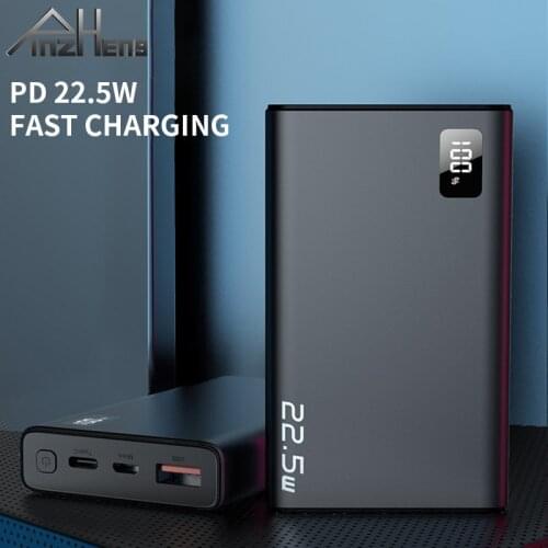 PINZHENG 20000mAh 22.5W PD Quick Charging Power Bank Mini Powerbank Portable External Battery Charger For Xiaomi iPhone Huawei