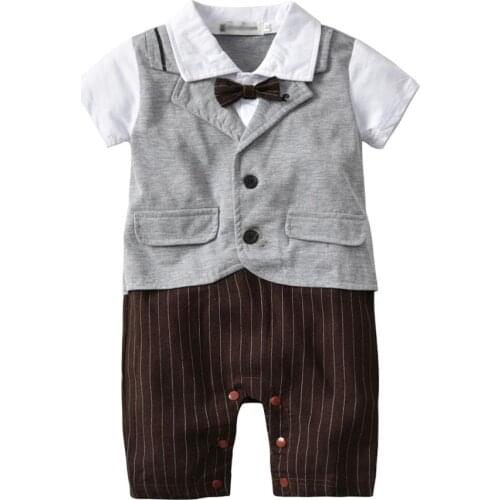 VTOM Baby Boys Rompers Infant Baby Clothes Newborn Baby Short Sleeve Rompers Infant Baby Formal Jumpsuits XN86