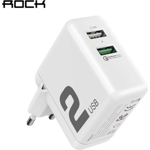ROCK QC 3.0 Travel Charger for EU USB Charger Wall Charger FCP Quick Charge Adapter for iPhone iPad Samsung
