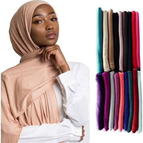 2019 women plain bubble cotton jersey scarf Head hijab wrap solid color headband shawls foulard femme muslim hijabs store