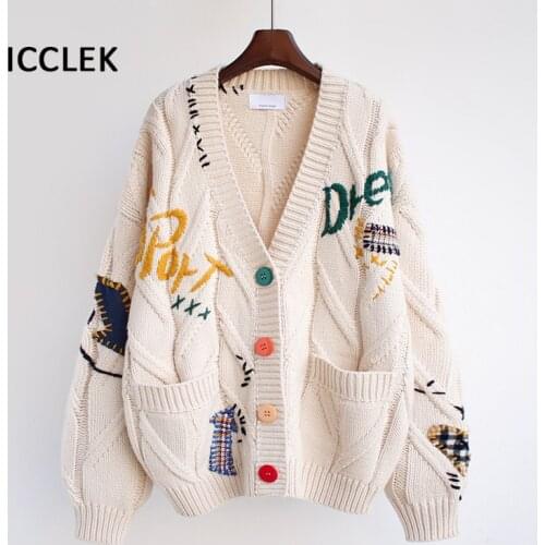 Autumn Winter Women Cardigan Warm Knitted Sweater Korean Fashion Single Breasted Cardigans Coat Loose Cute Woman Sweaters