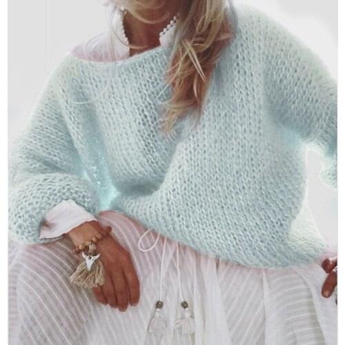 Winter Lantern Sleeve Female Pullover Ladies Oversized Jumper 2021 New Loose Autumn Mohair Sweater Women Solid Knitted Sweaters