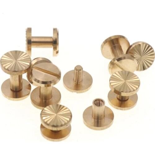 10Pcs 4mm-8mm Brass Sun Flower Belt Screw Luggage Leather Metal Craft Solid Screw Nail Rivet /Bag/Shoes/Strap Rivet Book Screws