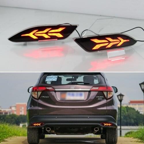 2PCS Car LED Rear Bumper Fog Lamps For Honda HRV HR-V 2015 - 2019 2020 Brake Light Turn Signal Backup Reflector Lamp Taillights
