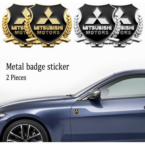 2PCS Car Styling 3D Metal Stickers Decals Emblem Badge For Mitsubishi Lancer Asx Outlander Pajero L200 Galant Car Accessories