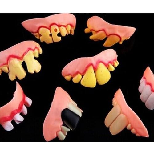 200PCS Joke Teeth False Teeth Rotten April Fools Day Funny Fake Teeth Dentures Halloween Prop Costume Fancy Dress Party YH119