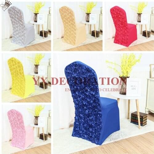 25 50 100pcs Satin Rosette Lycra Spandex Chair Cover For Wedding Event Decoration