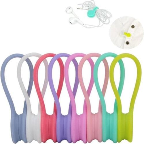 4/3/1pcs Cable Organizer Soft Silicone Magnetic Cable Winder Cord Earphone Storage Holder Clips Cable Winder For Earphone Cable