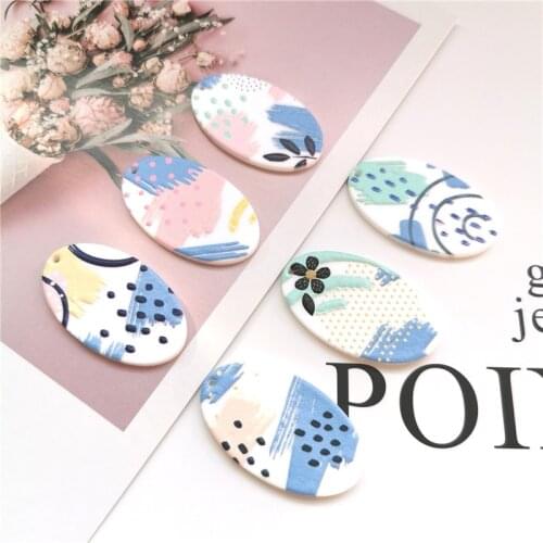6PCS Oval Acetate Macaron Flower Cute Little Jewelry Accessories Hand Made Earrings Connectors DIY Pendant Components Charms