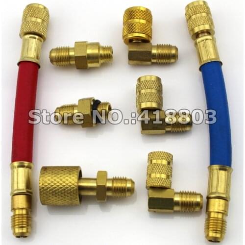 8pcs Universal A/C Automotive Air Conditioning Flushing Adapter Kit