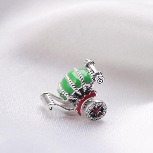 925 sterling silver bead enamel baby carriage charm fit original bangle & bracelet women fine jewelry pendant accessories making