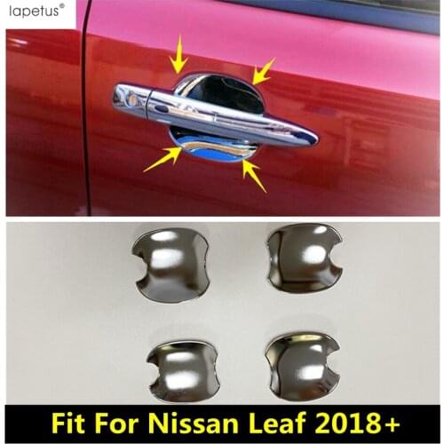 Accessories For Nissan Leaf 2018 - 2020 ABS Chrome Door Pull Doorknob Handle Bowl Frame Cover Kit Trim Exterior 4 Pcs / Set
