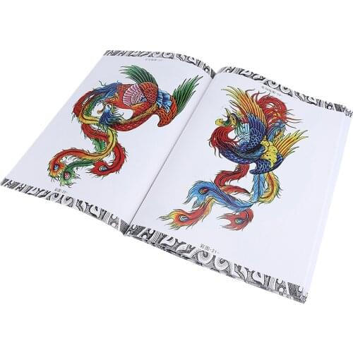 66 Pages Awesome Beautiful Dragon & Phoenix Tattoo Art Designs Flash Manuscript Sketch Line Book
