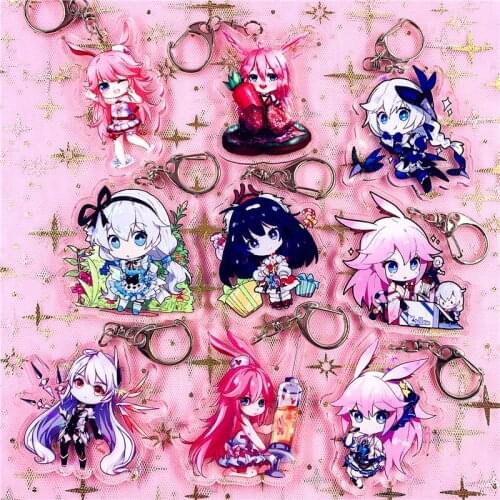 Anime Honkai Impact 3 Kiana Kaslana Raiden Zaychik Theresa Murata Cute Portachiavi Keychain Keyring Pendant