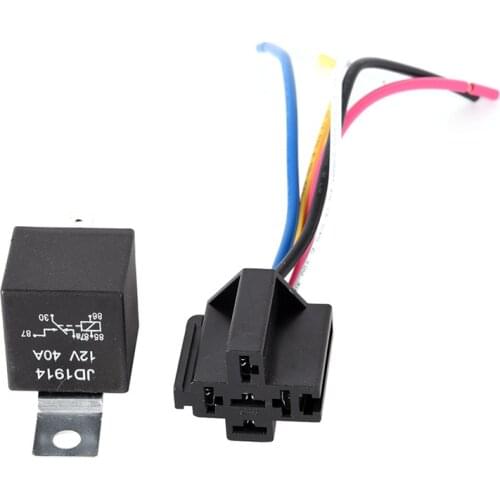 Waterproof Relay 12v 5pin 40a Car Relay with Black Red Copper Terminal Auto Relay With Relay Socket 1pc