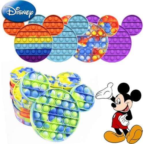 Disney Mickey Minnie Mouse Fidget Toys of Adults Children Relieve Stress Rainbow Antistress Push Pop Bubble Kids Educational Toy