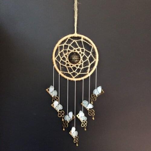 Jute Dream Catcher Bedroom Wall Hanging Pendant Wind Chime for Girls and Boys Home Decor