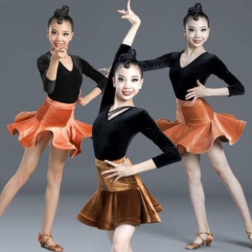 New Children Latin Ballroom Dance Dress Girls Performance Latin Suit Kids Dance Salsa Clothes Sets Latin Competition Costumes