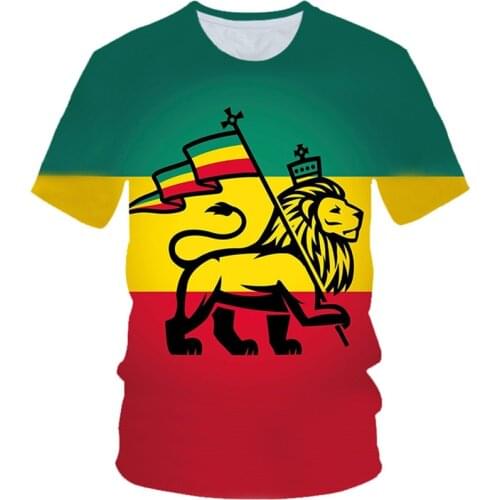 2020 Summer Kids 3D Printing lion Carry Flag Rastafari T-shirt Boys Girls Rasta Rastafarian T shirt Children Party Tshirts 4-20Y
